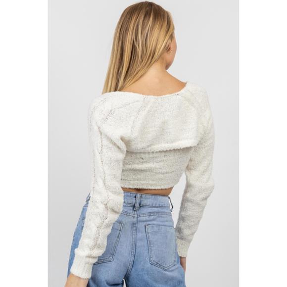 NEW OLIVACEOUS match made fuzzy bolero top in ivory - Picture 6 of 6